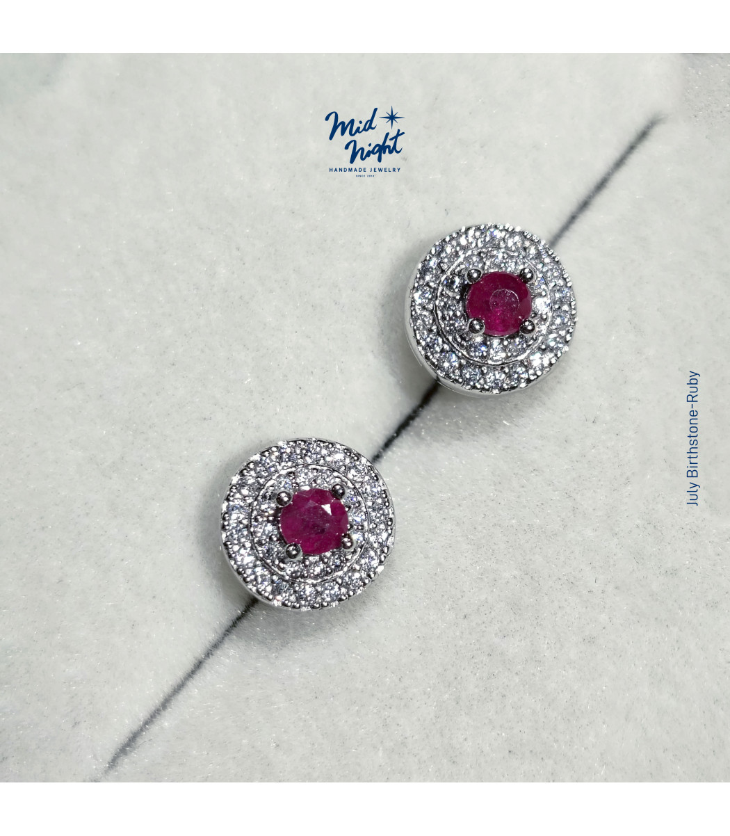 July Birthstone-Ruby Classic Earrings
